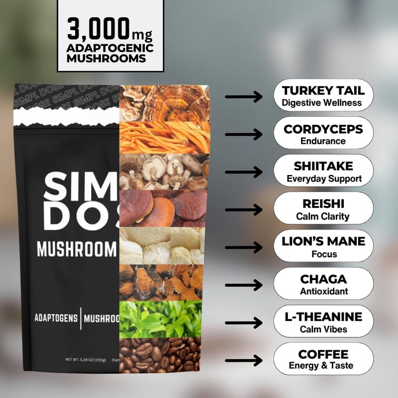 Mushroom Coffee by SIMPL DOSE - Premium Everyday Mushroom Coffee | 30 Servings - Image 4